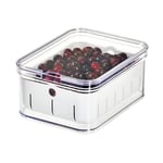 iDesign casier rangement pour fruits et baies, bac alimentaire en plastique sans BPA, bac rangement pour la cuisine avec égouttoir, transparent