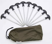 10 x Heavy Duty Fishing Bivvy Camping Tent Peg Shelters Brolly 20cm Pegs + 2 FREE