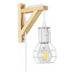 Barcelona Led - Applique murale en bois et cage 'mica' avec ampoule de 4W 2700K - Blanc