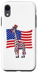 Coque pour iPhone XR 4 juillet Girafe USA Drapeau Indépendance Day Girafes