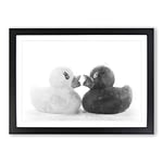 Big Box Art Rubber Ducks Opposites Attract Painting Framed Wall Art Picture Print Ready to Hang, Black A2 (62 x 45 cm)