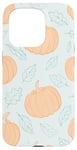 Coque pour iPhone 15 Pro Citrouilles orange pastel avec feuilles vert clair