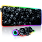 TITANWOLF - RGB Gaming Mouse Mat - 800x300 mm - XXL Extended Large LED Mouse Pad - 7 Multi Colour and 4 Effect Modes – Non Slip Rubber Base - Mice Mat for MacBook Roccat Razer PC – wipeable - Skulls