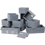 DIMJ Lot de 12 Organiseurs de Tiroir, Rangement Tiroir Pliable et Respirant Non-tissé, Organisateur Tiroir Ideal Pour le Rangement Sous Vetement, Cravates, Chaussettes (Couleur Unie Gris Clair)