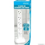 10 Gang Extension Tower Surge Protected white 2m Lead