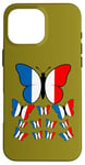 Coque pour iPhone 16 Pro Max French Pride Papillon Magnifique avec Drapeau de la France