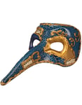 BLÅ Venetiansk "Zanni" Mask Med Lång Näsa