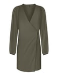 ONLY Onlalma Life Vis L/S Gina Dress Solid Robe, Kalamata, M Femme