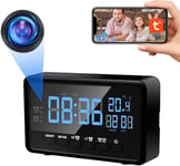 Camera Espion WiFi,2,4G/5G WiFi Mini Caméra Cachée Réveil,1080P HD sans Fil Caméra Surveillance 120° avec Détection de Mouvement Vision Nocturne avec Thermostat