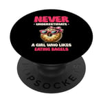 Never Underestimate A Girl Who Likes Eating Bagels PopSockets Adhesive PopGrip