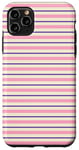 Coque pour iPhone 11 Pro Max Rose Violet rayé Esthétique Girly Preppy Rayures blanches