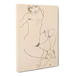 Study Of A Naked Woman Vol.4 By Egon Schiele Classic Painting Canvas Wall Art Print Ready to Hang, Framed Picture for Living Room Bedroom Home Office Décor, 24x16 Inch (60x40 cm)