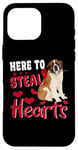 iPhone 16 Pro Max Here To Steal Hearts Funny St Bernard Dog Valentines Day Case