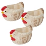 3x Country Hen Shape Egg Cups Holder Hard Soft Boiled Egg Ceramic Chicken Holder