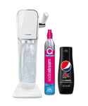 SodaStream Art Sparkling Water Maker Machine- White + Set of 6 x Pepsi Max concentrates, Sugar-Free
