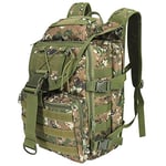 SHANNA Sac à Dos Militaire, 40L Grand Volume Sac à Dos Multifonction, Sacs Trekking Armée MOLLE Assaut Pack Combat Tactique pour La Randonnée en Plein Air Camping Pêche Chasse Sac D'urgence(ACU Vert)