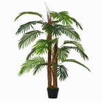 Konstgjord palm 120cm, naturtrogen konstgjord växt för inom- och utomhusbruk, i en plastkruka