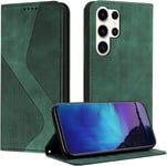 Coque Pour Samsung Galaxy S23 Ultra, Coque Samsung S23 Ultra, Housse S23 Ultra, Housse En Cuir Pu Portefeuille Magnetique Etui De Protection, Flip Case Pour Galaxy S23 Ultra (Vert)