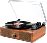 Vinyl Record Player Turntable with Built-In Speakers and USB Belt-Driven Vintage