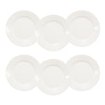 6PC Porcelain White Concave Dinner Plate Set. 27cm Diameter.