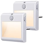 Veilleuse Prise Electrique, [Lot de 2] Veilleuse avec Détecteur de Mouvement (ON/AUTO/OFF), Veilleuse LED Dimmable 3500K Blanc Chaud, Veilleuse Enfant pour Chambre, Couloir, Escalier, Cuisine, Salon