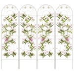 COSTWAY Lot de 4 Treillis de Jardin en Métal 180 x 50 cm, Clôture Décorative pour Plante Grimpante, Grille Fleurs Antirouille pour Jardin, Cour, Patio (Blanc)