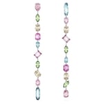 Swarovski Pendants d'oreilles Gema extra-longs au design asymétrique, ornés de cristaux multicolores, en métal rhodié