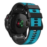 Garmin Fenix 7X / Fenix 6X - Silikone rem 26mm - Blå/Sort