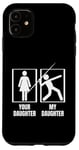 Coque pour iPhone 11 Votre fille, ma fille, fier papa, maman, lancer du javelot