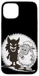 iPhone 15 Plus Unique Comic Sheep and Wolf Shadow for a Sheep Lover Case