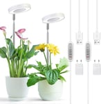 Pack Plant Light LED täyden spektrin kasvivalo sisäkasveille, automaattisella ajastimella, USB-sovittimella 4 kirkkautta, säädettävä korkeus