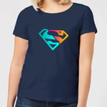 Justice League Neon Superman Women's T-Shirt - Navy - L