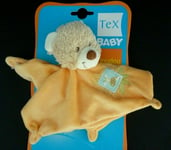 78. DOUDOU PLAT TEX BABY CARREFOUR OURS JAUNE ORANGE VERT BLEU GIRAFE 100 % NEUF