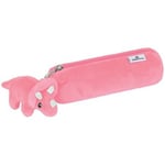 Cartable Oberthur  Trousse  - Velours Rose - Peluche dinosaure