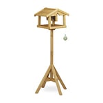 Relaxdays Volière perchoir pour oiseaux maison pour oiseaux sur pied mangeoire en bois HxlxP: 117 x 50 x 50 cm, marron