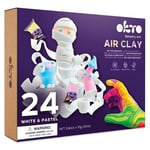 Okto Lot de 24 couleurs blanches et pastel – Arts et loisirs créatifs pour enfants, argile à modeler, argile sèche à l'air libre pour enfants, non collante, sèche en 24 heures, pas de cuisson