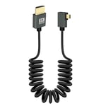 RIIEYOCA 8K Micro HDMI to HDMI Short Coiled Cable, 90 Degree Left Angle 48Gbps High Speed HDMI2.1 Support HDR, 8K@60Hz, 4K@120Hz, Compatible with Camcorders, Monitors (Left)