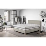 Ensemble complet Boxspring matelas ressorts ensachés + sommiers + tête de lit + pieds 160x200 cm CONFORT HOTEL Beige  