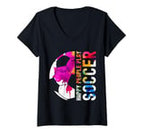 Womens Happy People Play Soccer V-Neck T-Shirt