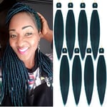 Braiding Hair Pre Stretched - 30 Inch Pre Stretched Braiding Hair 1B/Blue/Green Braiding Hair Soft Yaki Texture 8 Packs Crochet Hair Extensions Braids for Black Women (30 Inch(8Packs), 1B/Blue/Green)