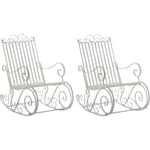 Lot de 2 Fauteuils à bascule d'extérieur Smilla en fer forgé Blanc antique