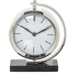 Table clock Alexandra House Living Black Silver Metal Marble 20 x 16 x 5 cm