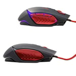 SIMPLETEK Souris optique de jeu ergonomique filaire USB 7 touches programmables capteur instantané A704 3200 DPI Switch | Noir Éclairage LED RGB eSports