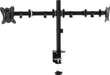 Omega Dobbel Monitorarm For Skrivebord Og Bord, For To 13 Til 27 Tommers Skjermer, Vesa Standard 75/100, Roter/Vipp, Svart