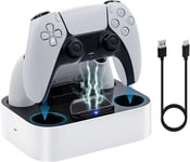 Station De Charge Ps5 Manette, Ps5 Chargeur Double De Charge Protection Contre La Surchauffe Station De Chargement Triple Protection Avec Voyant Led Pour Playstation 5 Dualsense Manette -Blanc