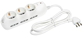 Bticino 3699db Multiprise compact slot9 avec interrupteur lumineux, 6 prises 10/16 A et 3 prises P30, fiche 16 A, blanc