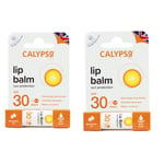 Calypso Sun Protection Lip Balm SPF30 High UVA/UVB Shea Butter Beeswax Pack of 2