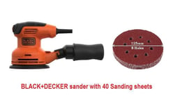 Black & Decker Random Orbital Sander 240V 125mm With 50 Sanding Disc 8 Holes