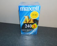 3 Sealed 4 Hour New Blank VHS Tapes 3 Maxell M Mega Power Tape E-240 New