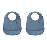 Tilda Mönstrad Haklapp Silikon 2-Pack Rabbit Dove Blue